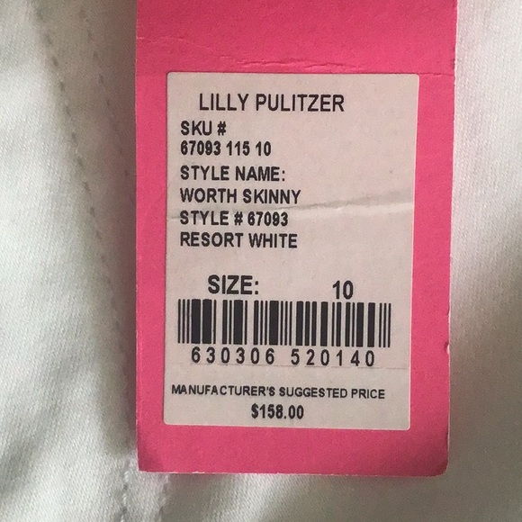 NWT LILLY PULITZER “WORTH” LOW RISE WHITE SKINNY JEANS - Picture 2 of 9